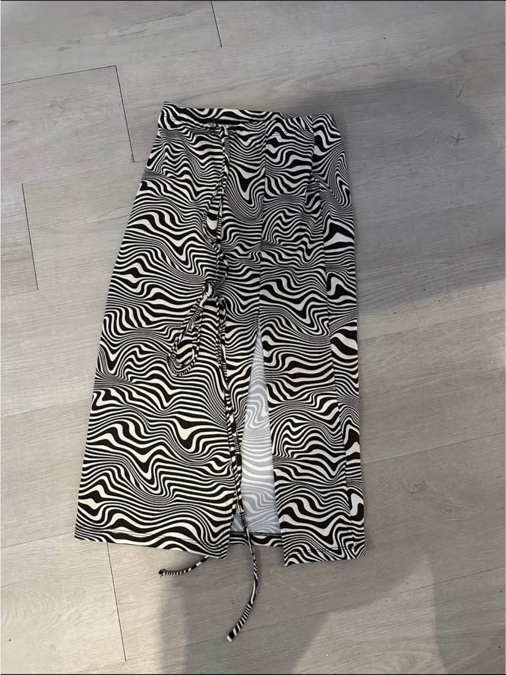 Brown & White Print Skirt